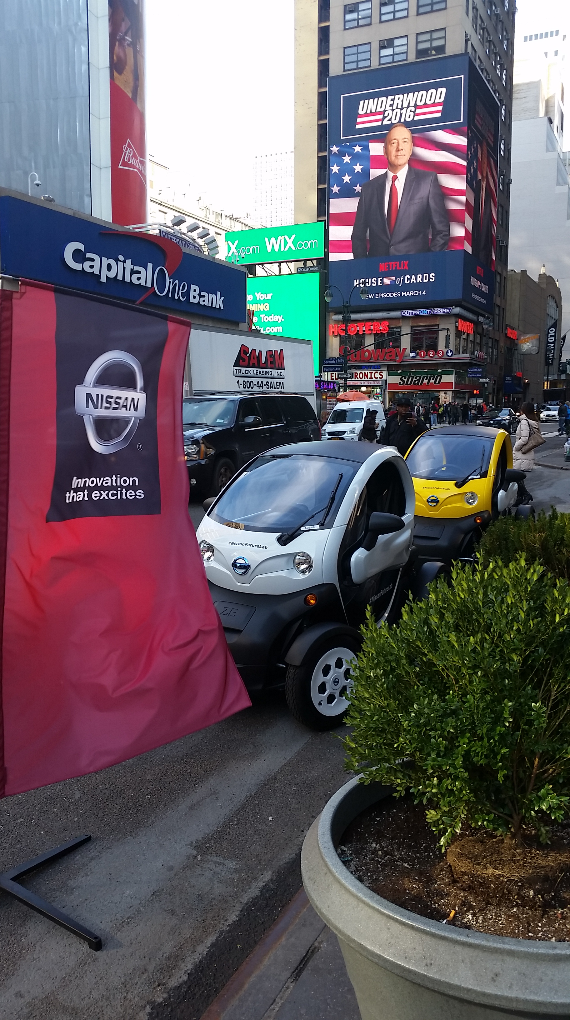 The Nissan Twizzy seemed strangely at home on the crowded streets of New York City.