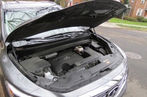 Infiniti's 3.5 6-cylinder engine under the muscular hood.