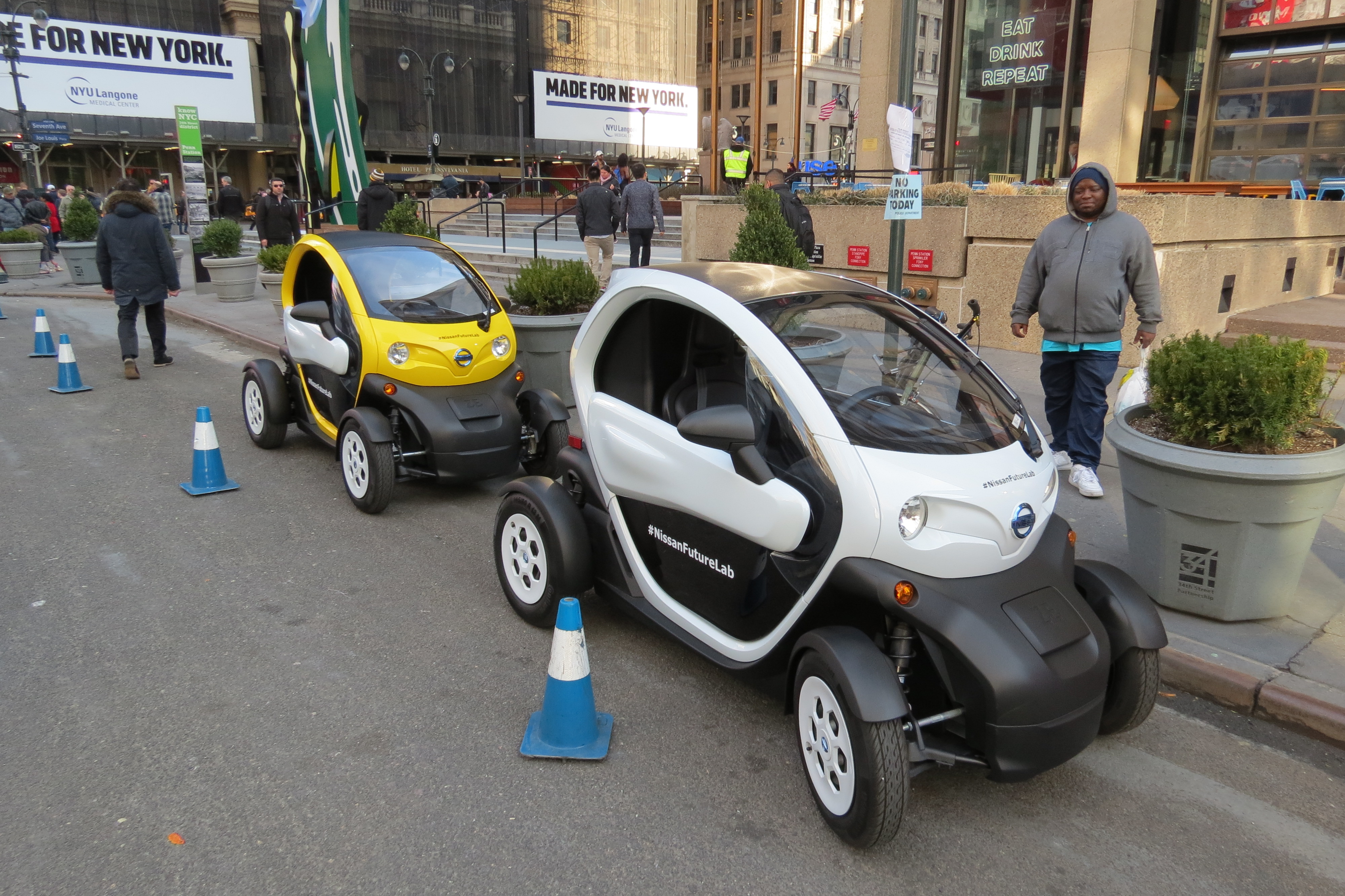 Nissan Twizzy Electric Mobility Vehicles got a lot of attention, even from street-wise New Yorkers.