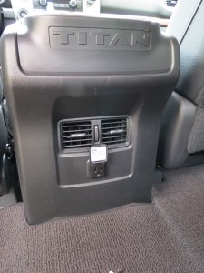 The Nissan Titan XD features a 110 v Outlet in the rear passenger area. USB's and power outlets are located in the front.