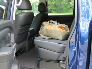 Nissan Titan XD Rear Seats fold down to make a work space
