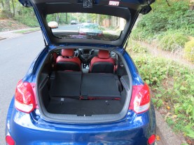 Veloster features plenty of trunk space in the lift over hatch, put the rear sets down and you have a cargo hauler.