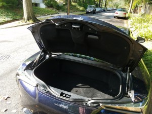 The LC500's Trunk is not especially big in the first place, and the hybrids battery takes up additional room.