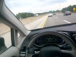 Traveling on the highway the Chrysler Pacifica has adaptive cruise control, as well as blind spot warning, all based on the 360 degree camera.