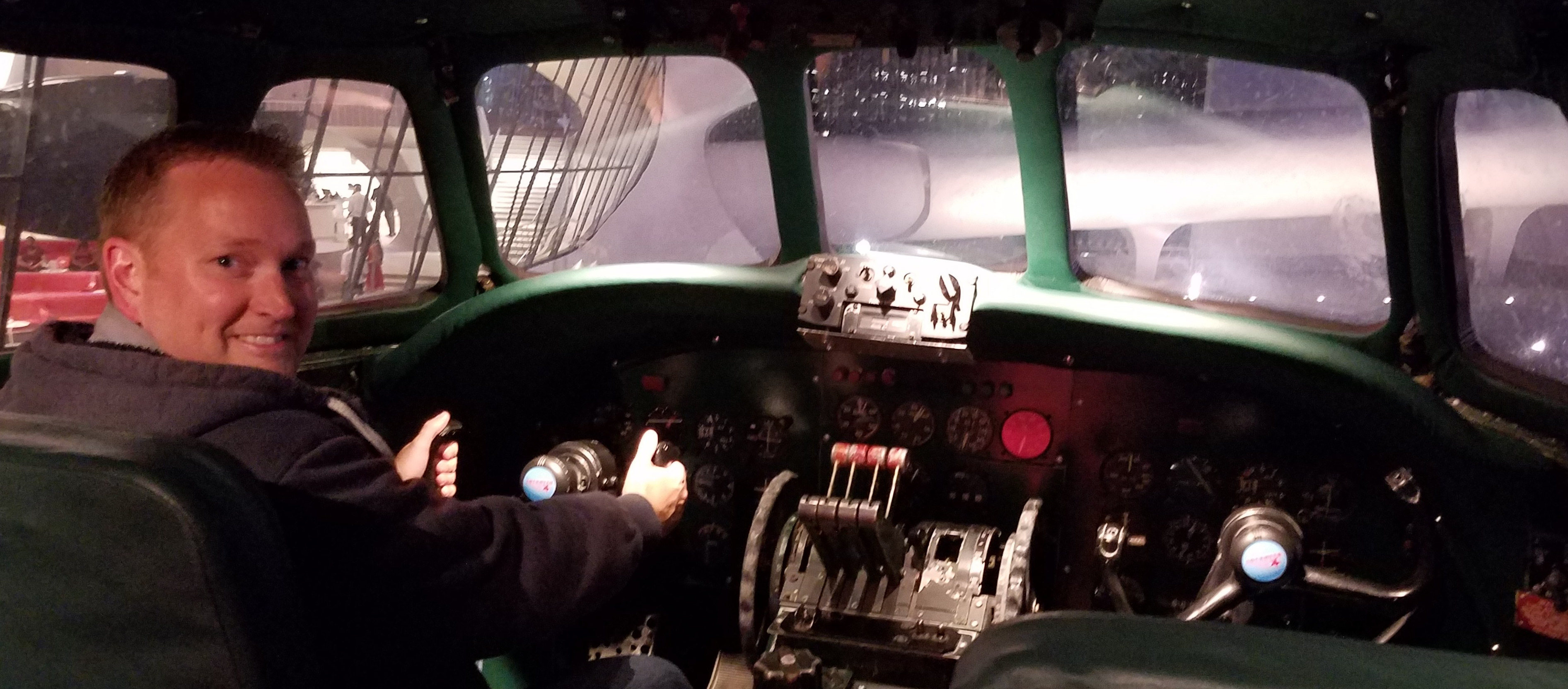 Officer Matt in the Cockpit of a Connie