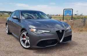 2018 Alfa Romeo Giulia at the Lady of Peace Shrine in Pine Bluffs WY
