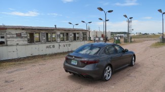 2018 Alfa Romeo Giulia at the Nebraska Wyoming Border