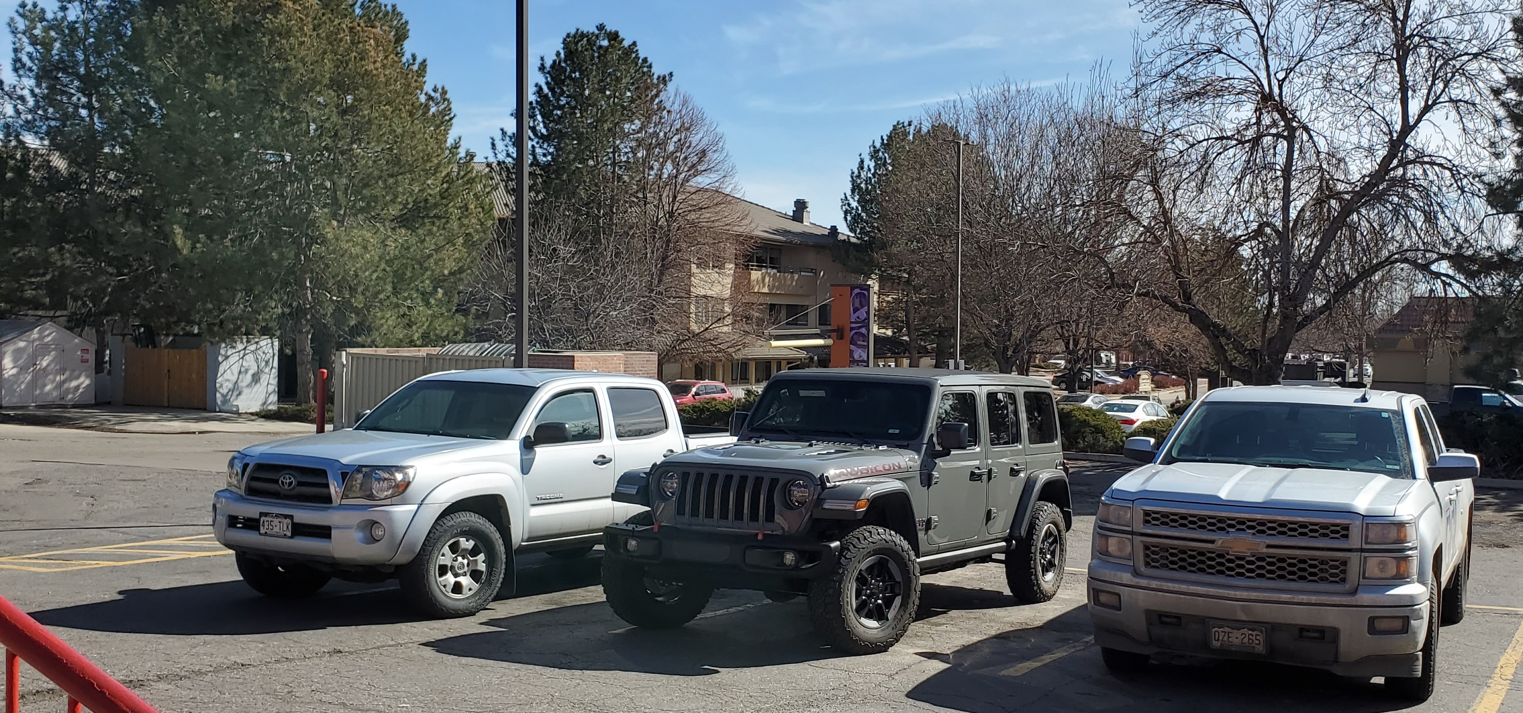 Toyota, Jeep Wrangler and Chevy 1500