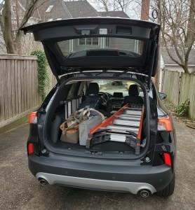 2020 Ford Escape Hybrid hatch loaded with 6 foot ladder