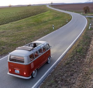 VW eBULLI concept electric bus on rural road