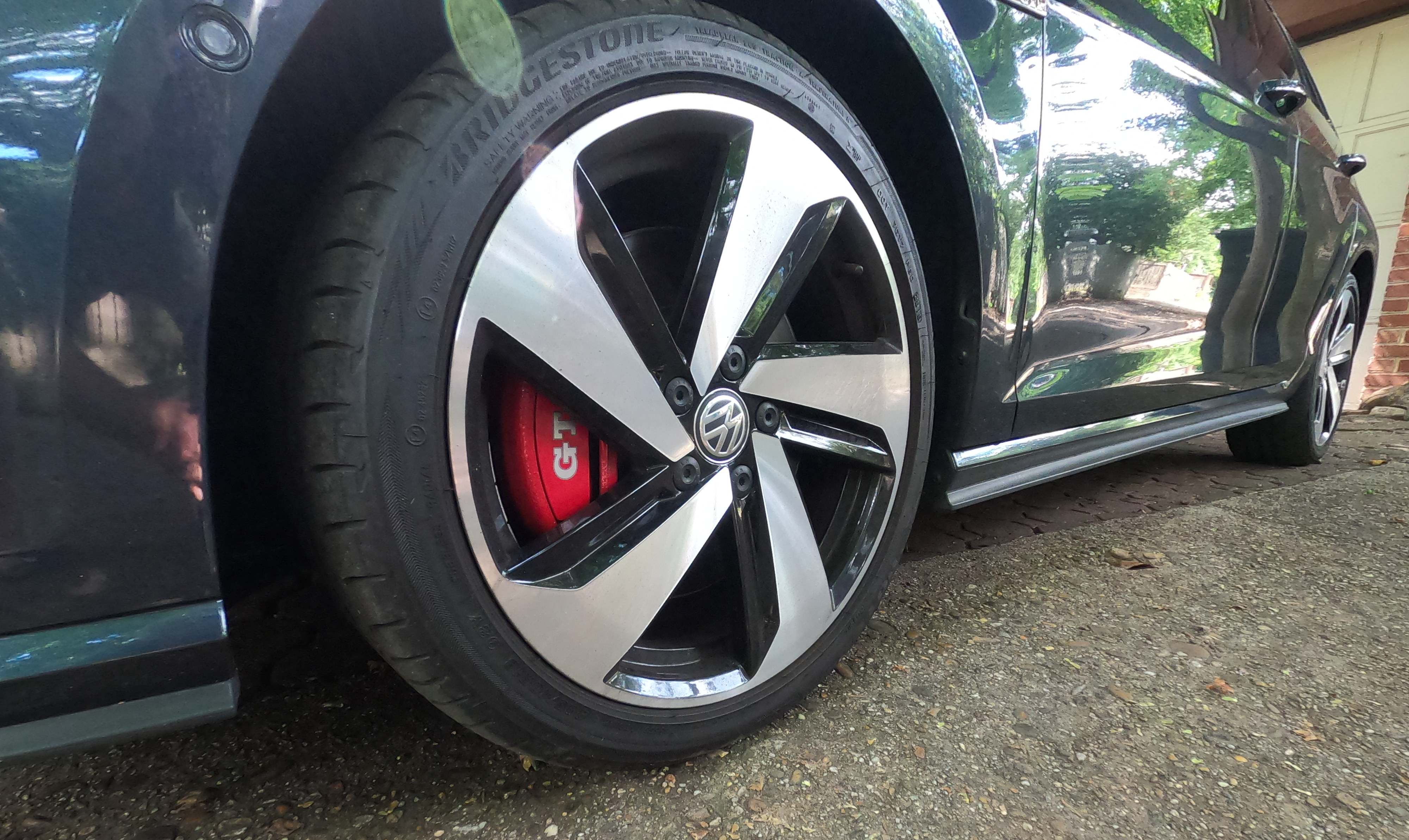 2020 VW GTI Left Front Wheel Red brake caliper