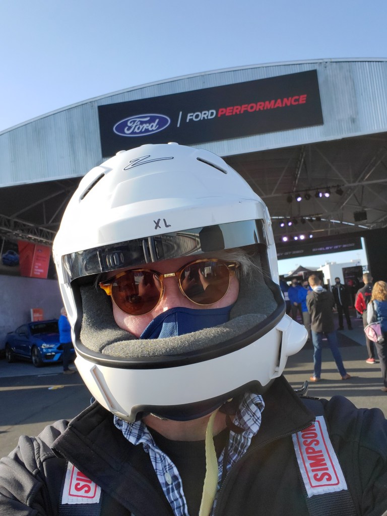 William West Hopper helmeted up for the Ford Performance SHELBY GT 500 North American Track Tour at Charlotte Motor Speedway October 19 2020