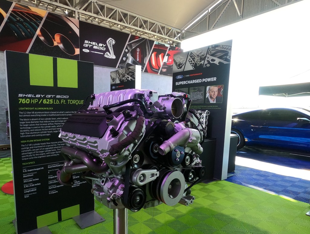 An engine model of the 5.2 Supercharged engine used in the SHELBY GT 500