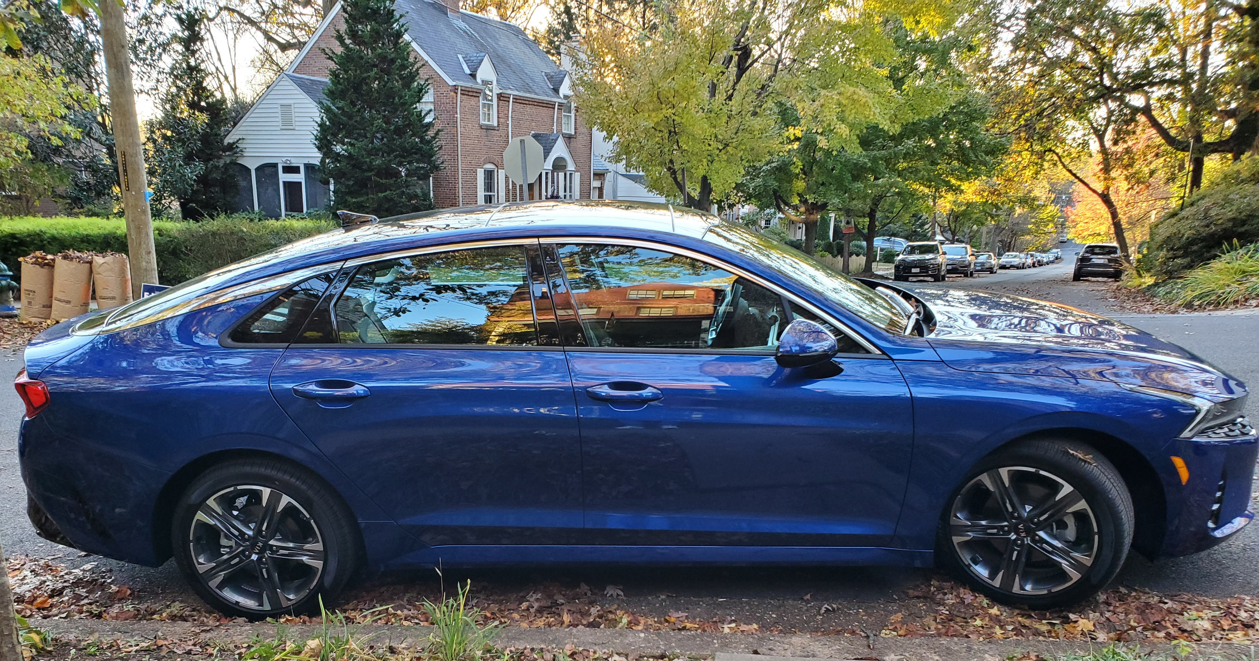 2021 Kia K5 in sapphire blue right side view