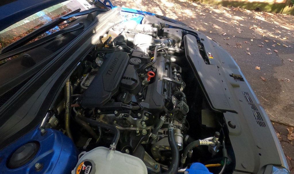 Kia K5 features a 1.6 liter turbo charged gasoline injected engine, or GDI.