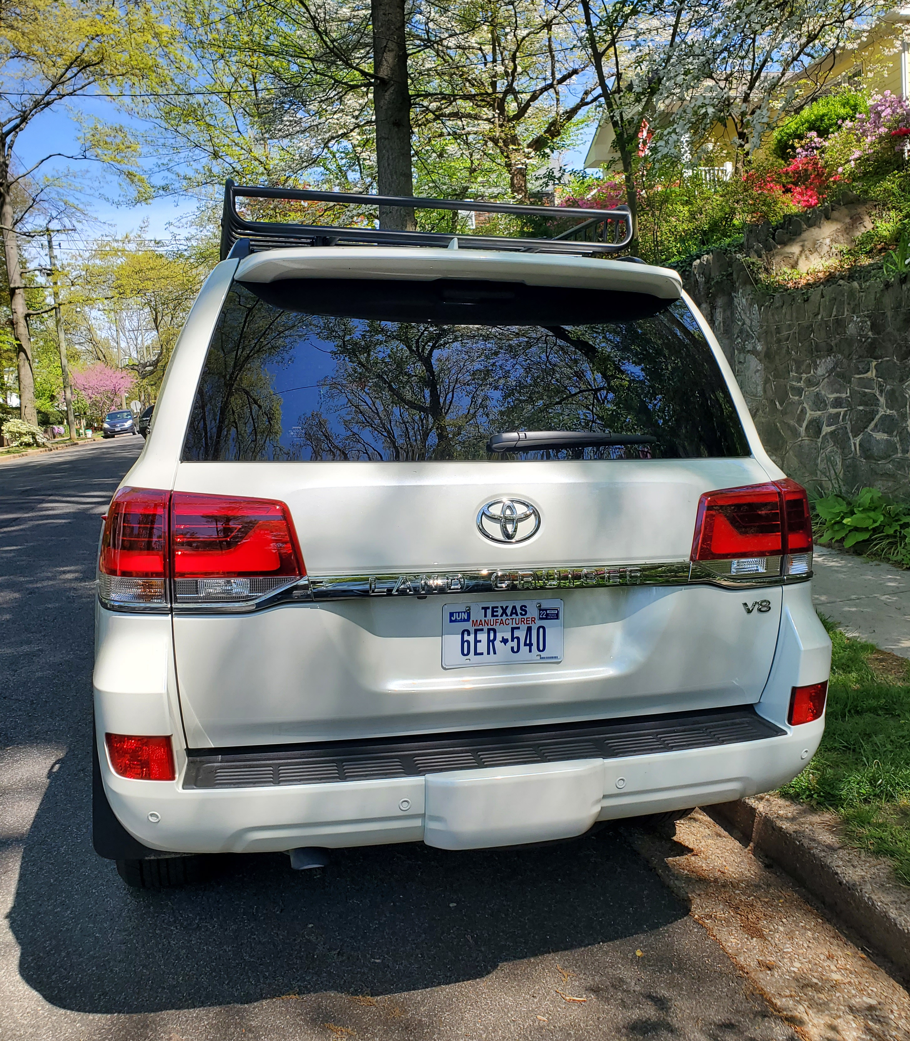 Land Cruiser has standard towing equipment tucked away under the bump in the rear bumper