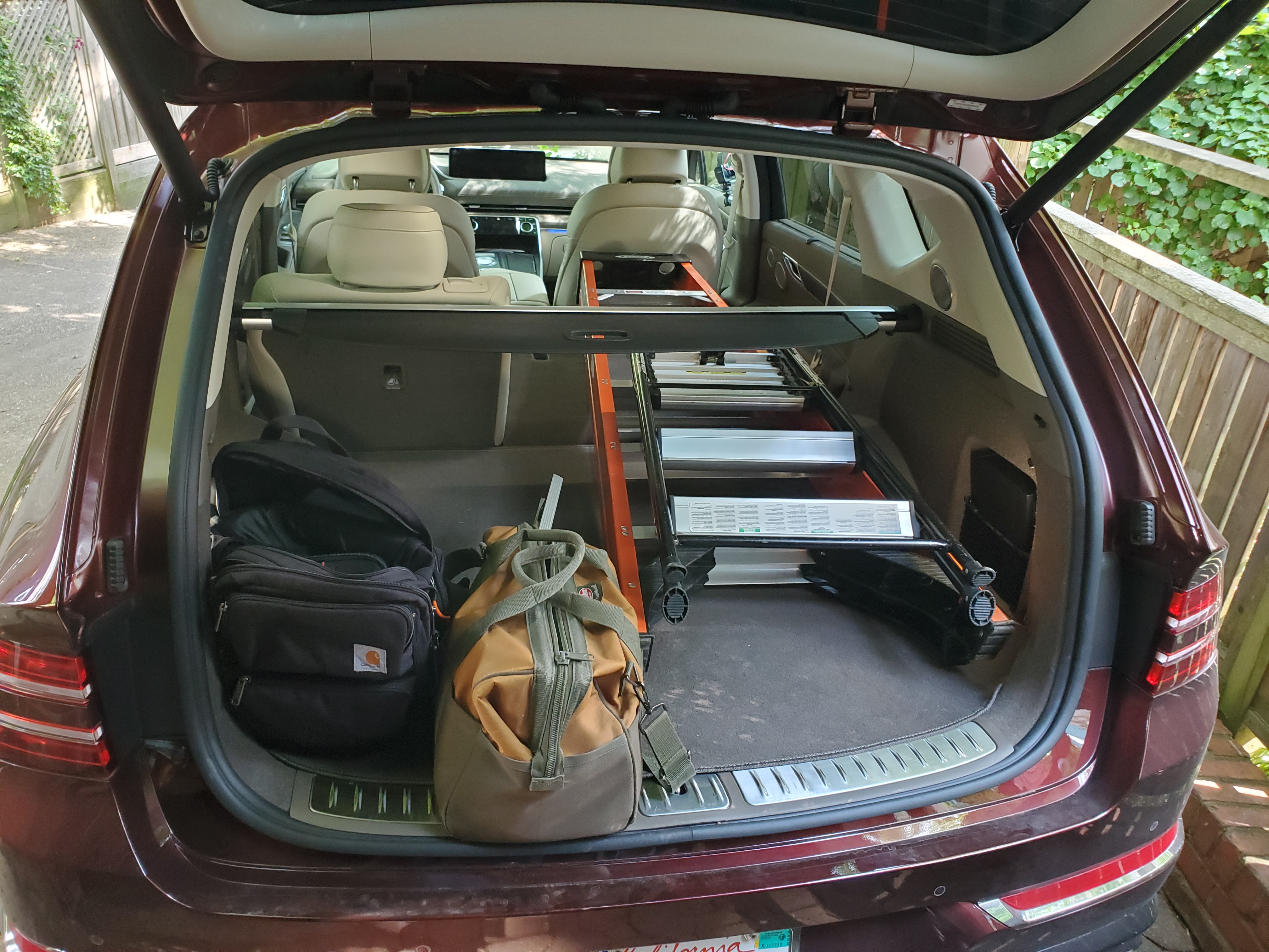 Genesis GV80 cargo area with six foot ladder