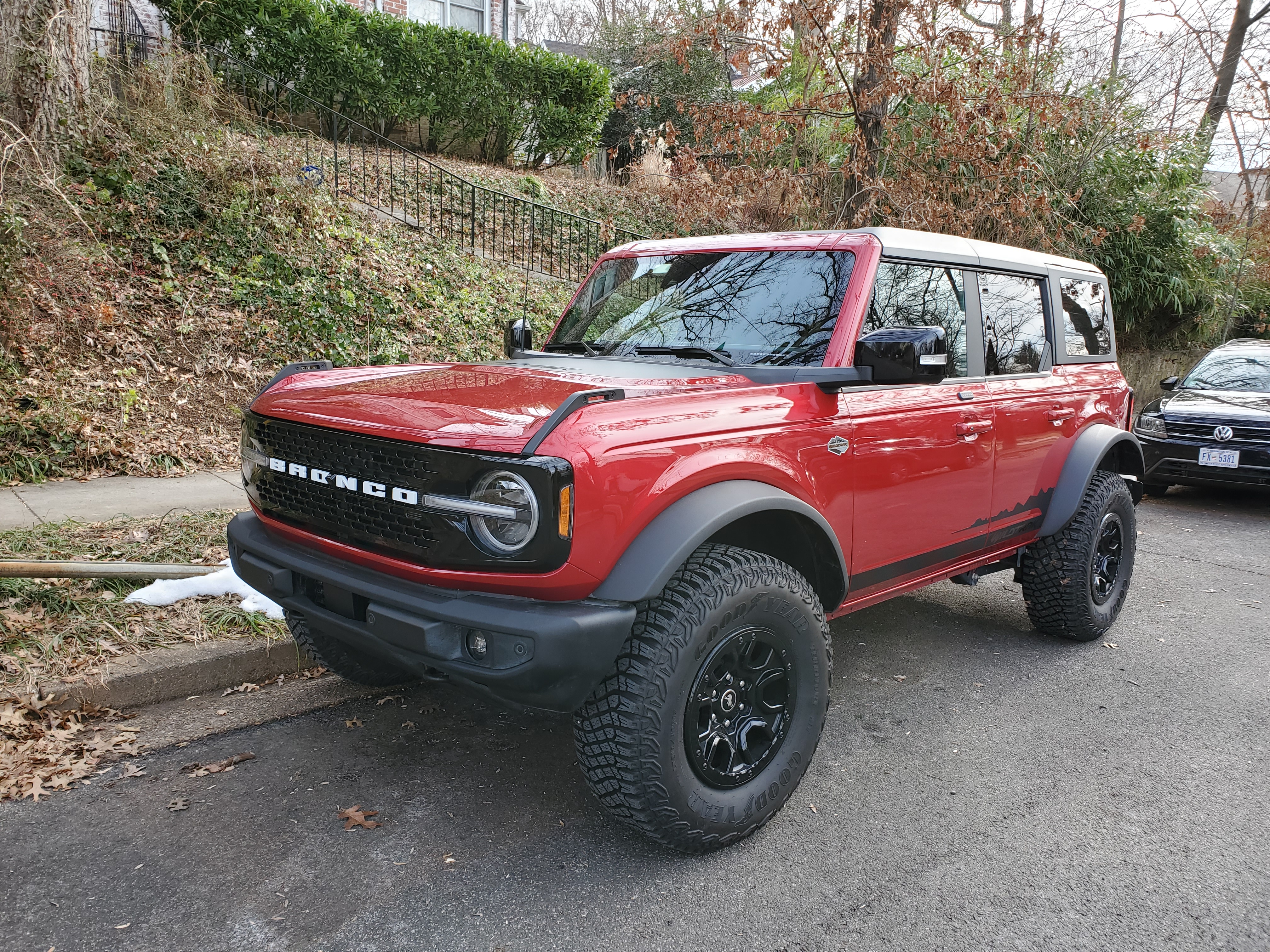 Street Parked Red Ford Bronco Wildtrak Sasquatch